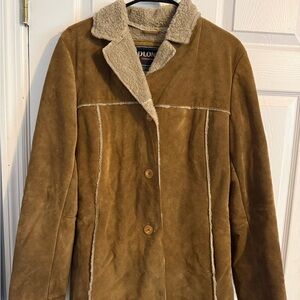 Vintage Suede Leather Jacket with Sherpa Lining